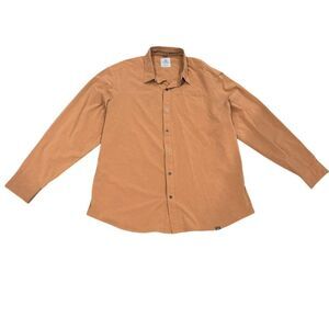 Men's Orange/Tan Utility Long Sleeve Button Up Shirt by Ascend-Size XL